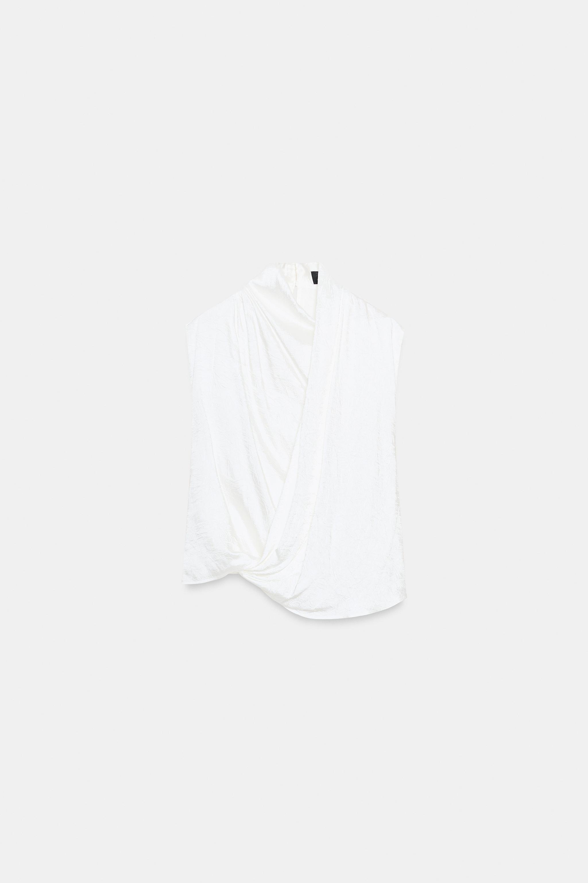 SATIN EFFECT WRAP TOP